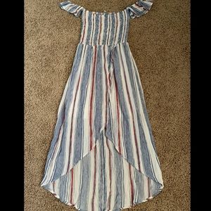 Women’s vertical stripe off the shoulder dress